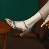 LBSFY  -  New Summer Women Sandals Party Prom Wedding Pumps Genuine Leather Thin Strap High Heels Fashion Sexy Concise Shoes Woman